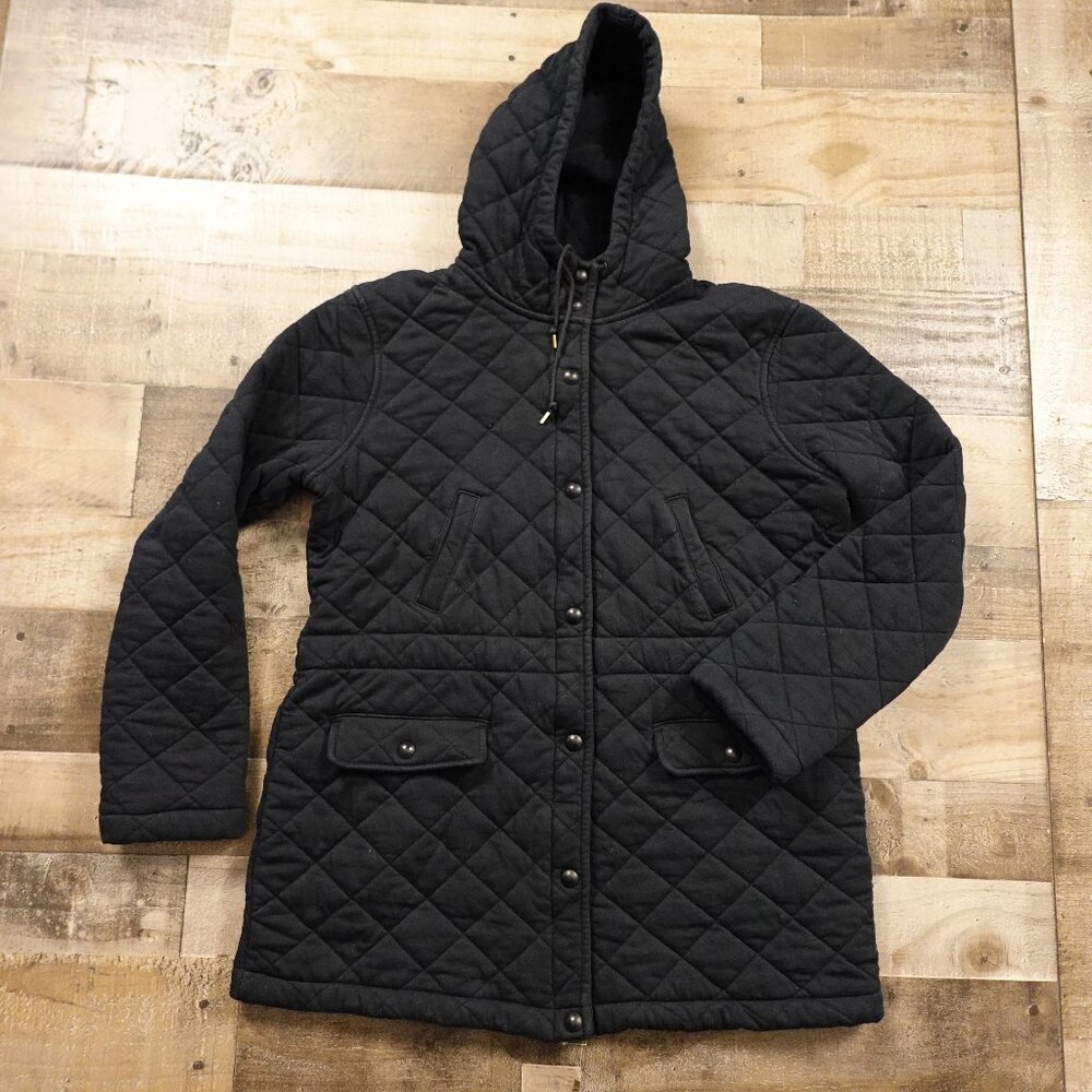 Lauren Ralph Lauren Quilted Hooded Cotton Coat Women’s XL Black‎ Warm Utility